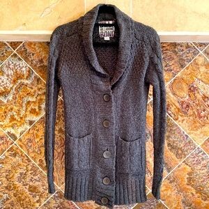 Billabong Charcoal Chunky Knit Front Button Cardigan Sweater Size Medium